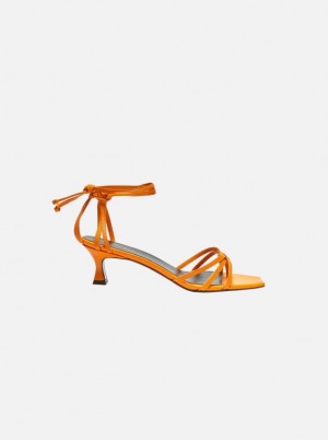 Women Manu Atelier Lace Sandals Orange | ZNBRQ-3405