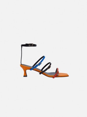 Women Manu Atelier Naomi Sandals Orange / Black / Blue | ZDLIW-1650