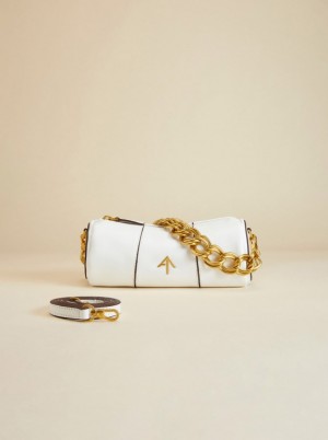 Women Manu Atelier XX Mini Cylinder Crossbody Bags White | IRYVZ-6472