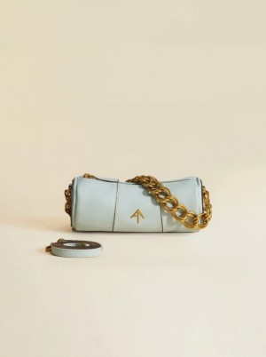 Women Manu Atelier XX Mini Cylinder Crossbody Bags Light Turquoise / Blue | JVMHA-1859