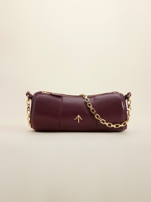 Women Manu Atelier Cylinder Crossbody Bags Burgundy | NHUKX-1583