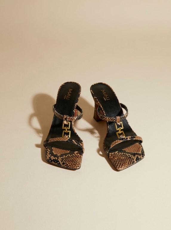 Women Manu Atelier Joy Sandals Brown / Snake | ZRMWF-0129