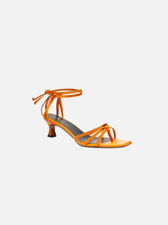 Women Manu Atelier Lace Sandals Orange | ZNBRQ-3405