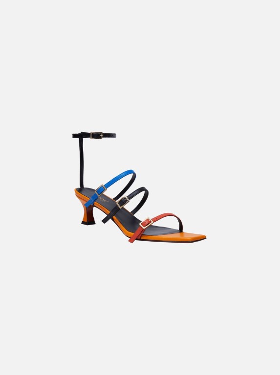 Women Manu Atelier Naomi Sandals Orange / Black / Blue | ZDLIW-1650